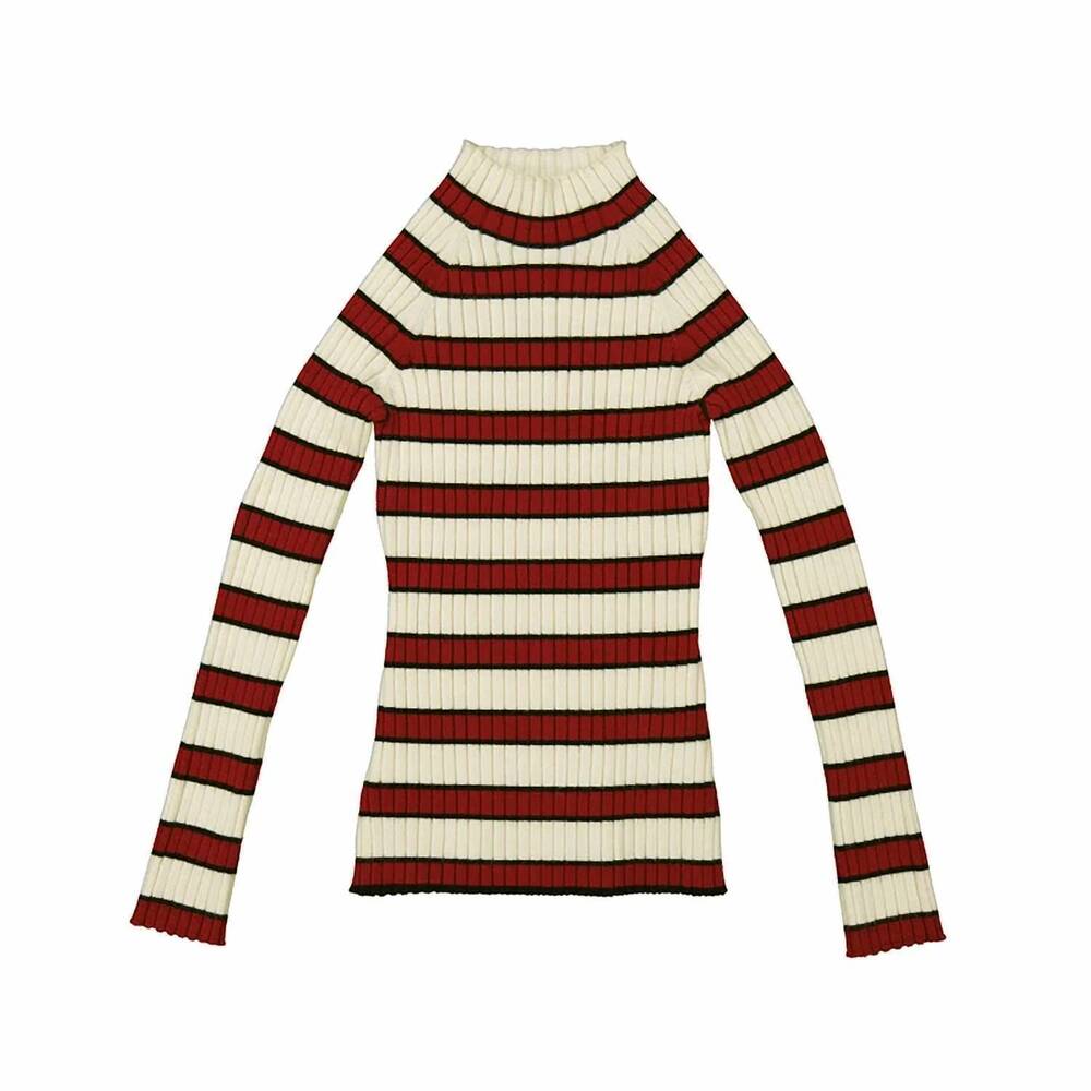 NEW MAYORAL kid's rib mockneck sweater top in cherry stripe
